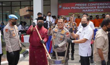 Pemusnahan Barang Bukti Oleh Polda Riau, di Hadiri Kejaksaan LAM dan TNI