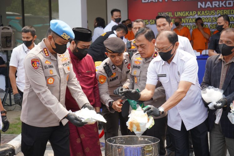 Pemusnahan Barang Bukti Oleh Polda Riau, di Hadiri Kejaksaan LAM dan TNI