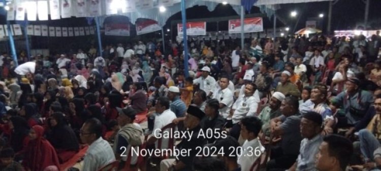 Ribuan Warga Rokan Hilir Bersholawat dan Berharap Perubahan di Kampanye Paslon H. Bistamam-Jhony Charles di Simpang Benar