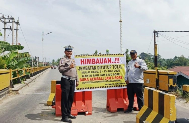 Jembatan Sungai Rokan Ditutup Total, Lalu Lintas Dialihkan ke Lubuk Bendahara