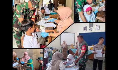 Babinsa Sambi Dampingi Imunisasi Anak Sekolah di Boyolali