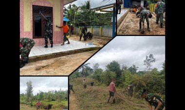 Karya Bhakti Satgas Yonif 123/Rajawali di Kampung Hafoe Mappi