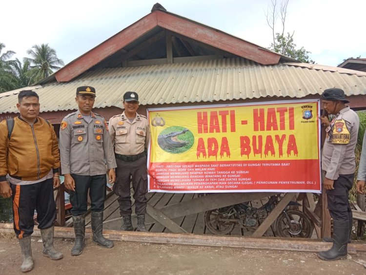 Polsek Kubu Peringatkan Warga Soal Buaya di Sungai Tengkolan