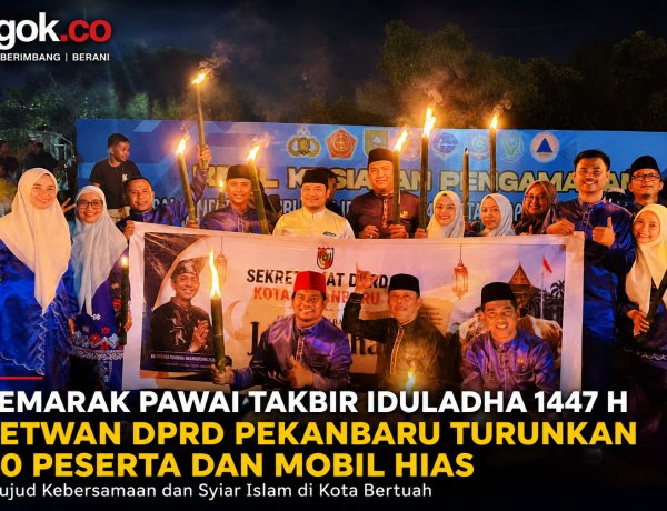 Setwan DPRD Pekanbaru Semarakkan Pawai Takbir Iduladha 1447 H