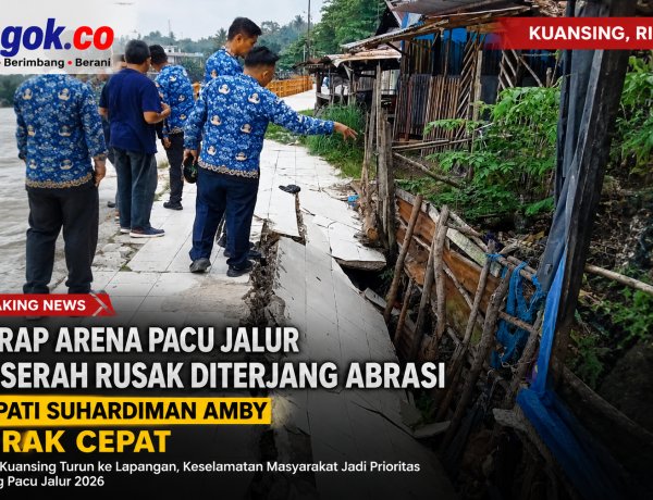 Keselamatan Pengunjung Jadi Prioritas, Bupati Suhardiman Amby Instruksikan Perbaikan Turap Arena Pacu Jalur Baserah