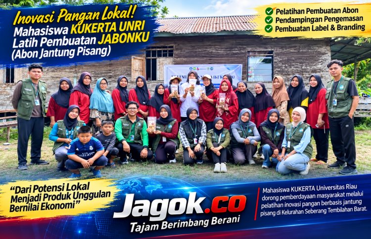 Mahasiswa KUKERTA UNRI Latih Pembuatan Abon Jantung Pisang di Seberang Tembilahan Barat