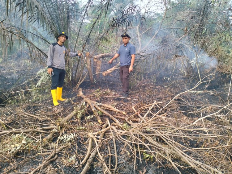 Kapolsek Pangkalan Kerinci Pimpin Personel Berjibaku Padamkan Karhutla