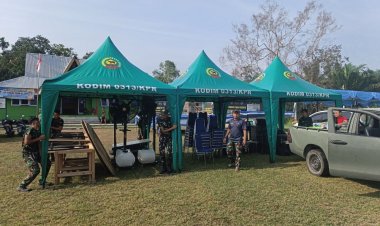 Jelang Penutupan TMMD ke-129 Kodim 0313/KPR, Satgas Gelar Persiapan Upacara di Lapangan Kantor Desa Pangkalan Terap