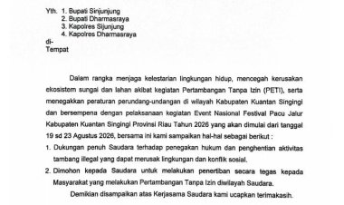 Jelang Festival Pacu Jalur 2026, Kuansing Perkuat Upaya Penertiban PETI