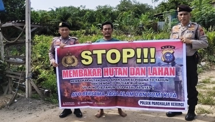 Tingkatkan Kesadaran Masyarakat, Polsek Pangkalan Kerinci Sosialisasi Larangan Membuka Lahan dengan Membakar