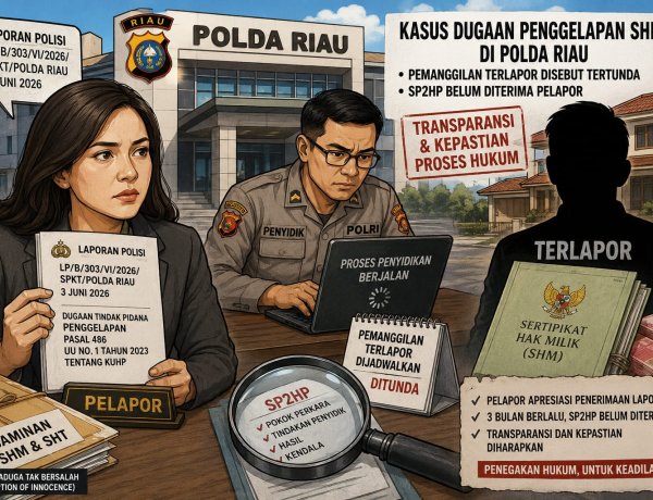 Dugaan Penggelapan SHM di Polda Riau, SP2HP Belum Diterima Pelapor