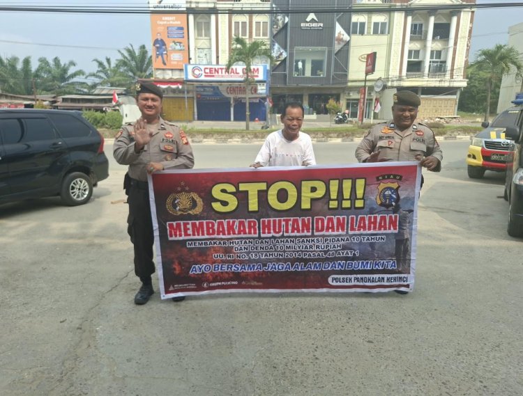 Cegah Karhutla, Polsek Pangkalan Kerinci Patroli Wilayah Rawan dan Sosialisasikan Larangan Bakar Lahan